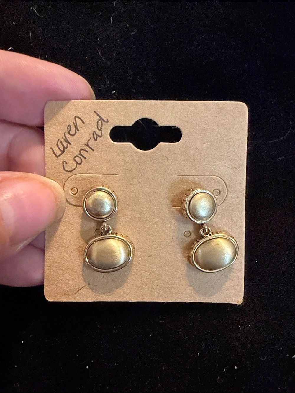 LC Lauren Conrad Gold Drop Hoop Earrings